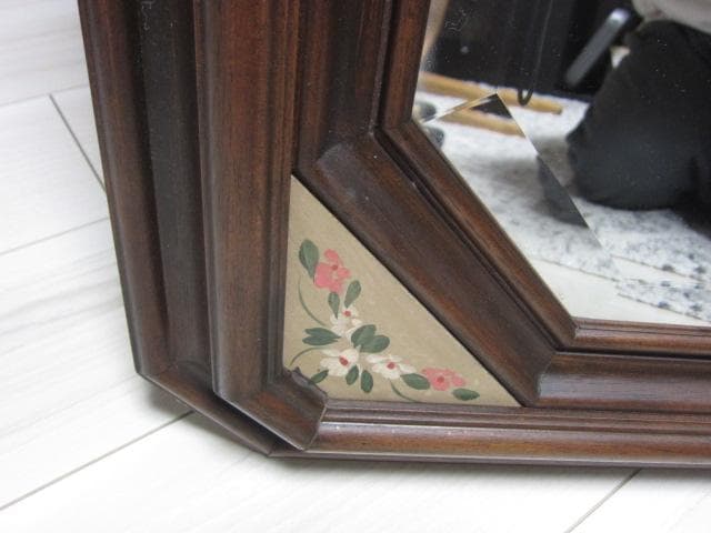 PISTOLOZZI イタリア製 アンティーク調八角形壁掛ミラー 木製フレーム