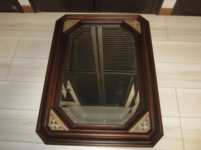 PISTOLOZZI イタリア製 アンティーク調八角形壁掛ミラー 木製フレーム