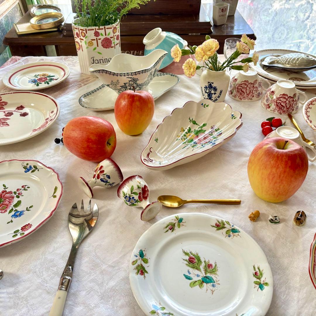 フランスアンティーク˚✧₊ リュネヴィル❁バラのブーケの素敵なシェル型ラヴィエ❁