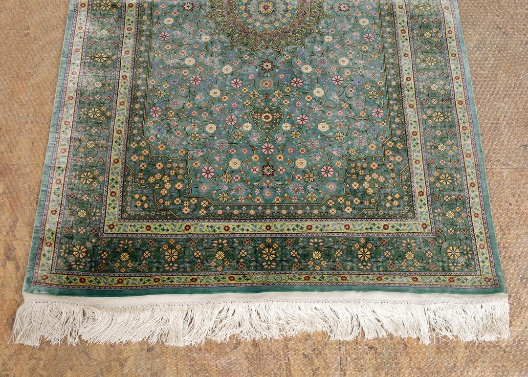 最高級 ペルシャ絨毯 クム産 アルサラーニ工房 シルク100% 148×96cm