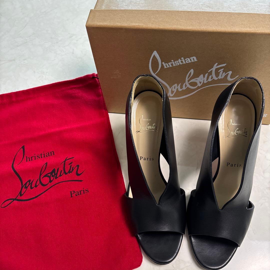 Christian Louboutin ブラックオープントゥヒール　39 1/2