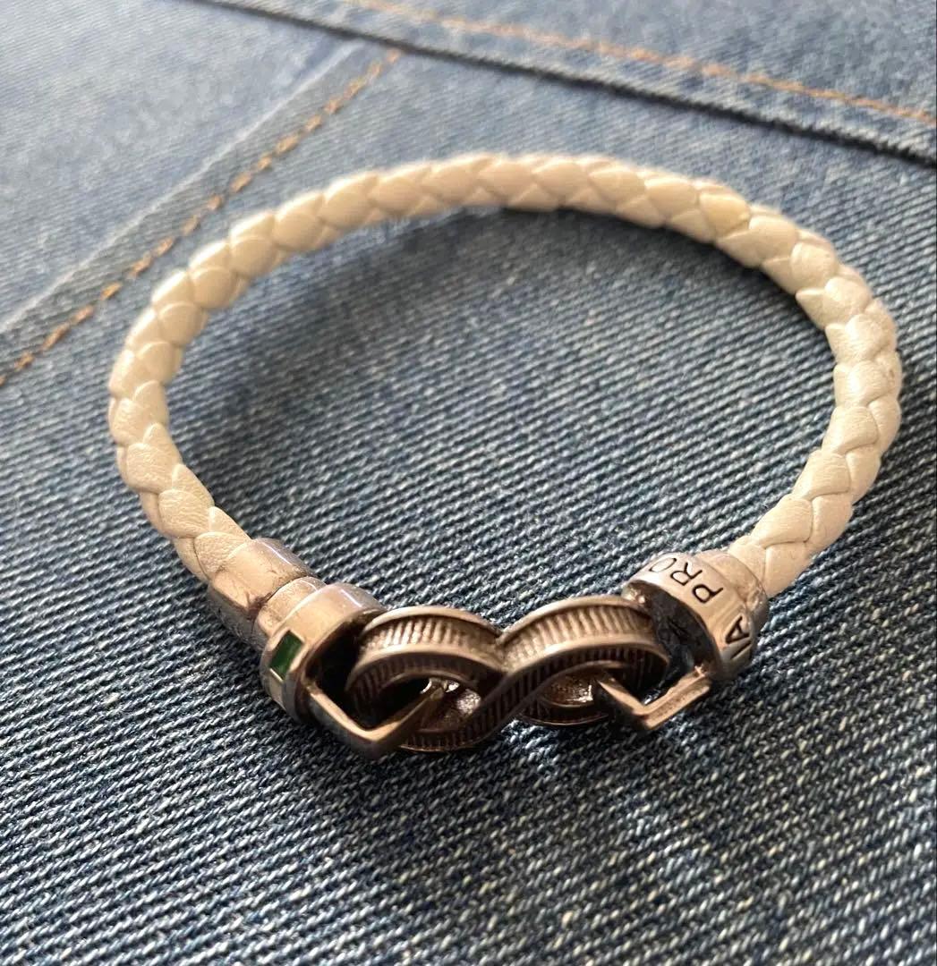 ブレスレット 本革 レザー シルバー925 イタリア製 インフィニート ホワイト