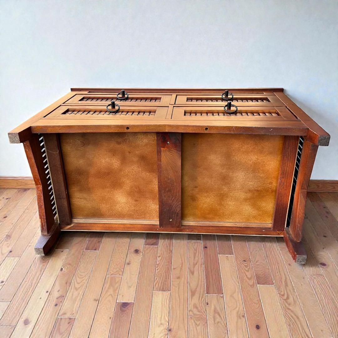 アジアン家具 バンブー ローチェスト 和モダン格子収納 ローボード テレビ台