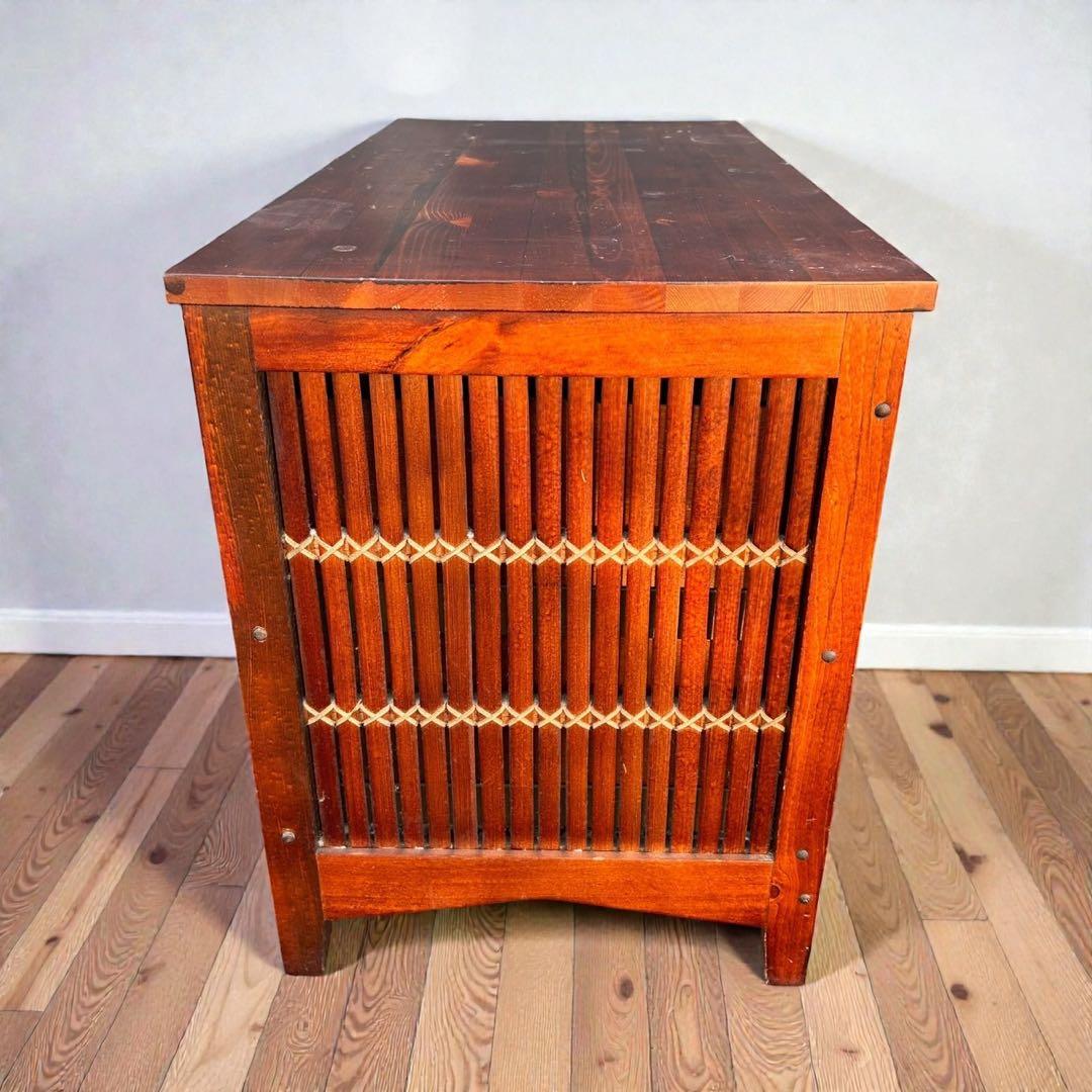 アジアン家具 バンブー ローチェスト 和モダン格子収納 ローボード テレビ台