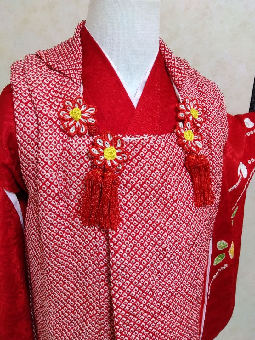 七五三 正絹 絞り 刺繍 着物 総絞り被布