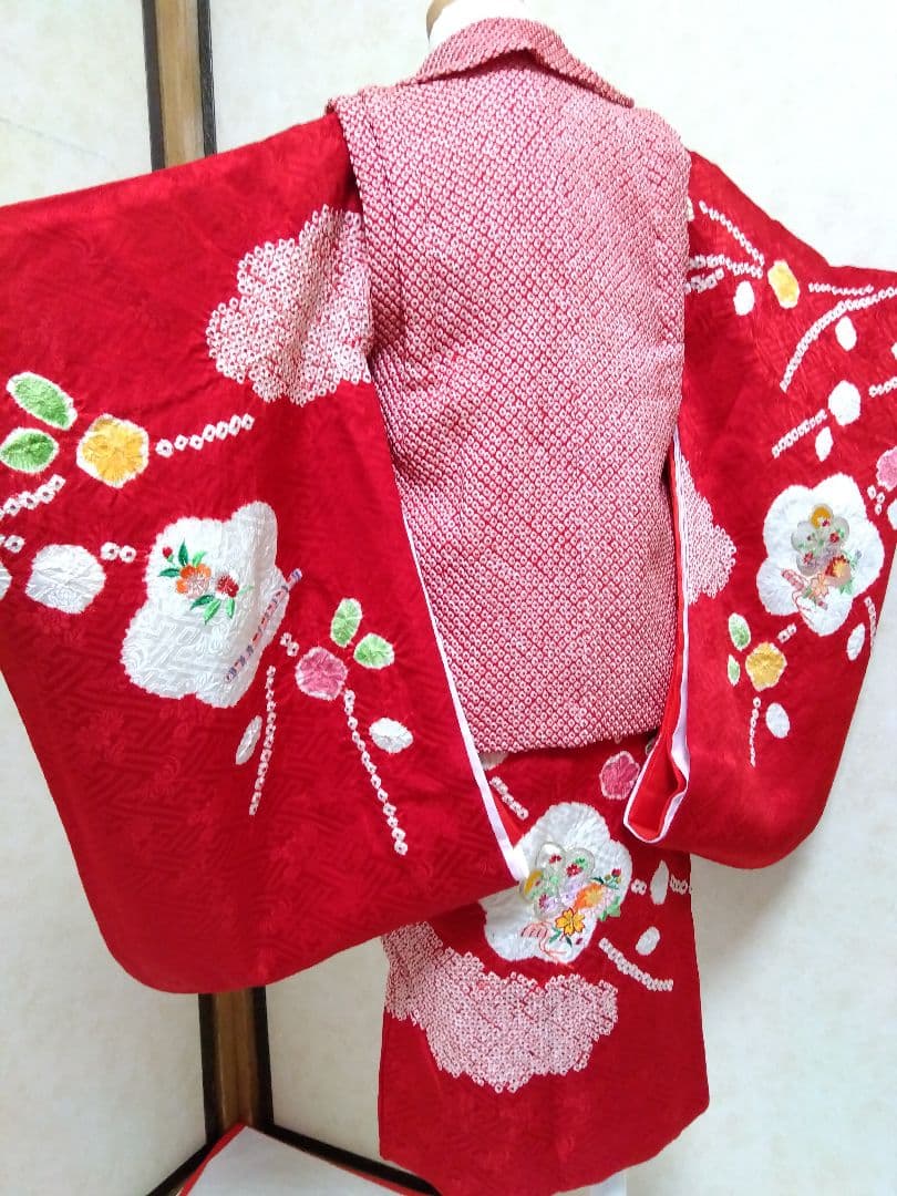 七五三 正絹 絞り 刺繍 着物 総絞り被布