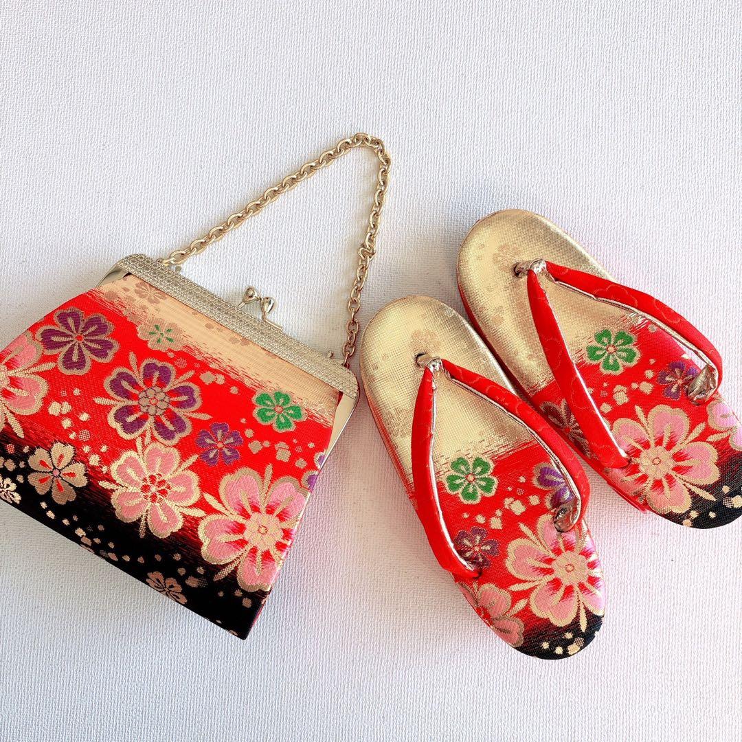 フルセット　七五三７歳女の子　着物　金プリント　蝶　51933