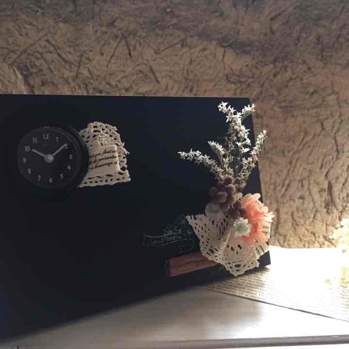 out ゆる〜り様 時計付き 黒板プレート❁