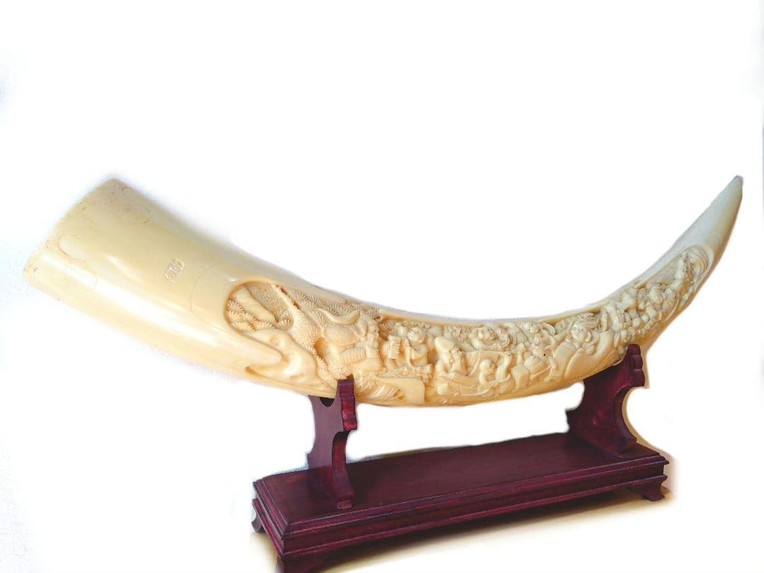 象牙風 一本物 置物 オブジェ 七福神 骨董品 彫り物 インテリア 骨董 象牙調