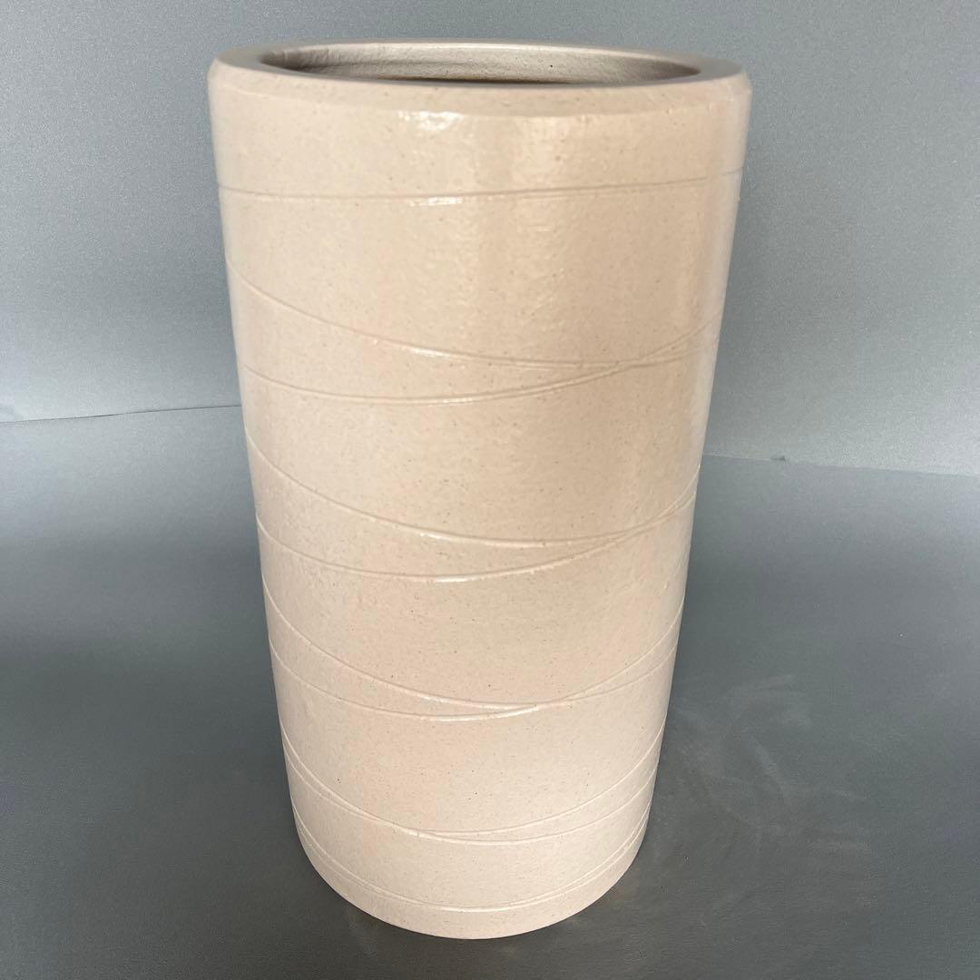 信楽焼傘立て  白釉らせん 高さ42cm