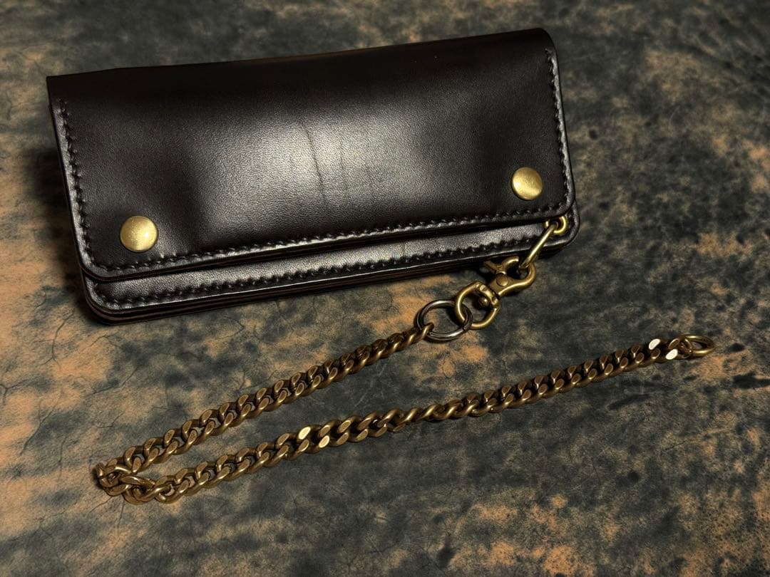 超希少!GUIDI社ホースバット黒トラッカーウォレット　TYPE01