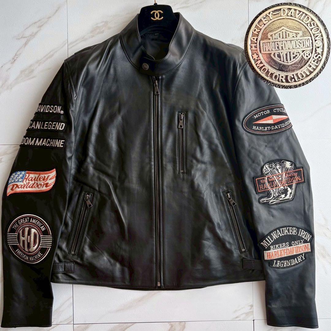 希少◆ハーレーダビッドソン アルパカレザー シングルライダース ジャケット 3L