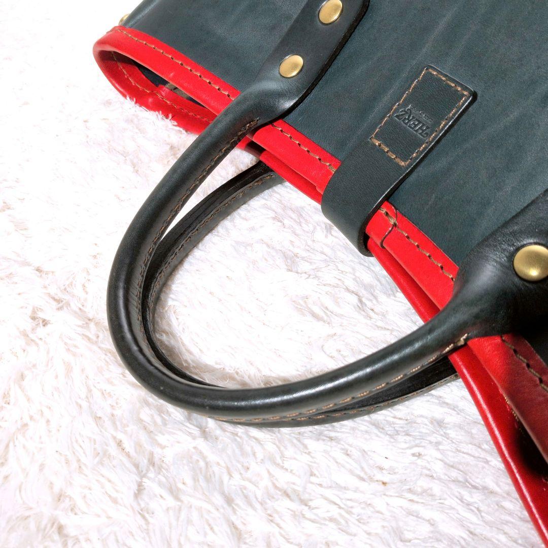 【幻の逸品 美品】ヘルツ　T-146　横型2WAYトートバッグ　ツートン　大容量