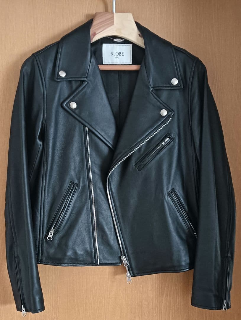 v*こ様 美品　スローブイエナ　L ラムレザー　ダブルライダースジャケット　ブラ
