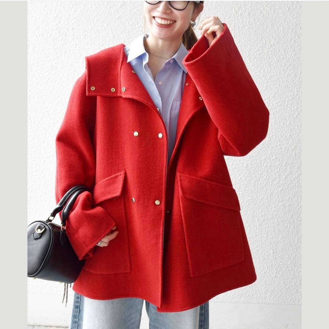 SHIPS any: リバー フーデッド Aライン ミドル コート