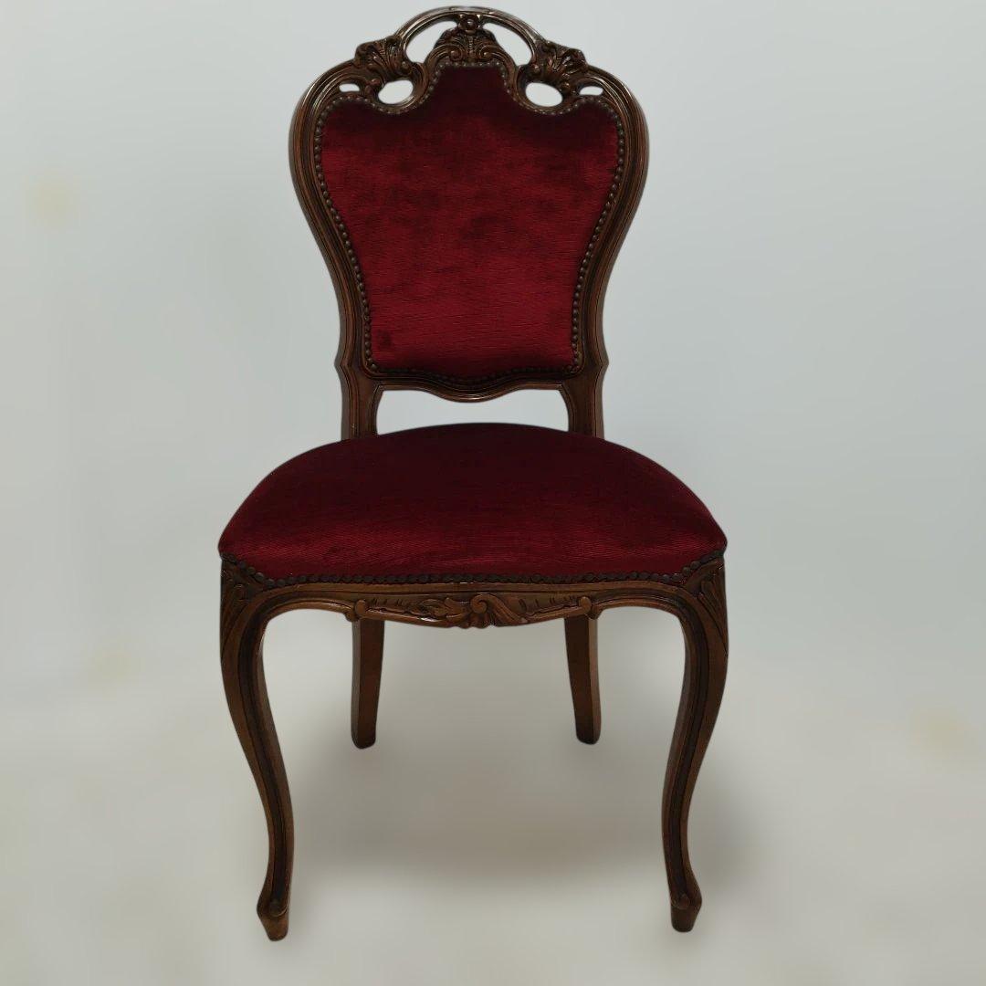 【専用】アンティーク調 ダイニングチェア 椅子 ワインレッド 猫足