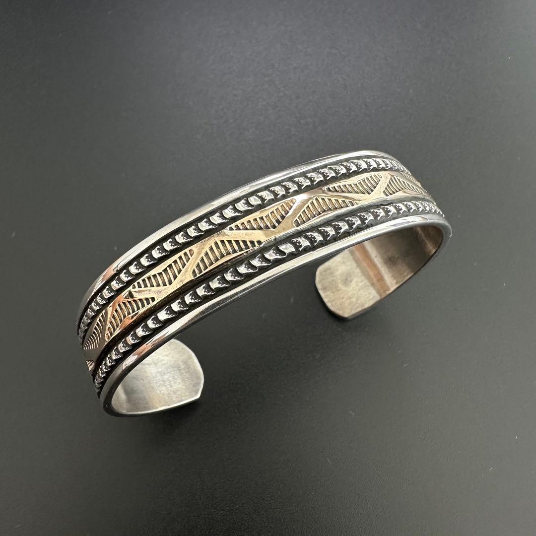 美品 Navajo Bruce Morgan 14K バングル　14mm幅