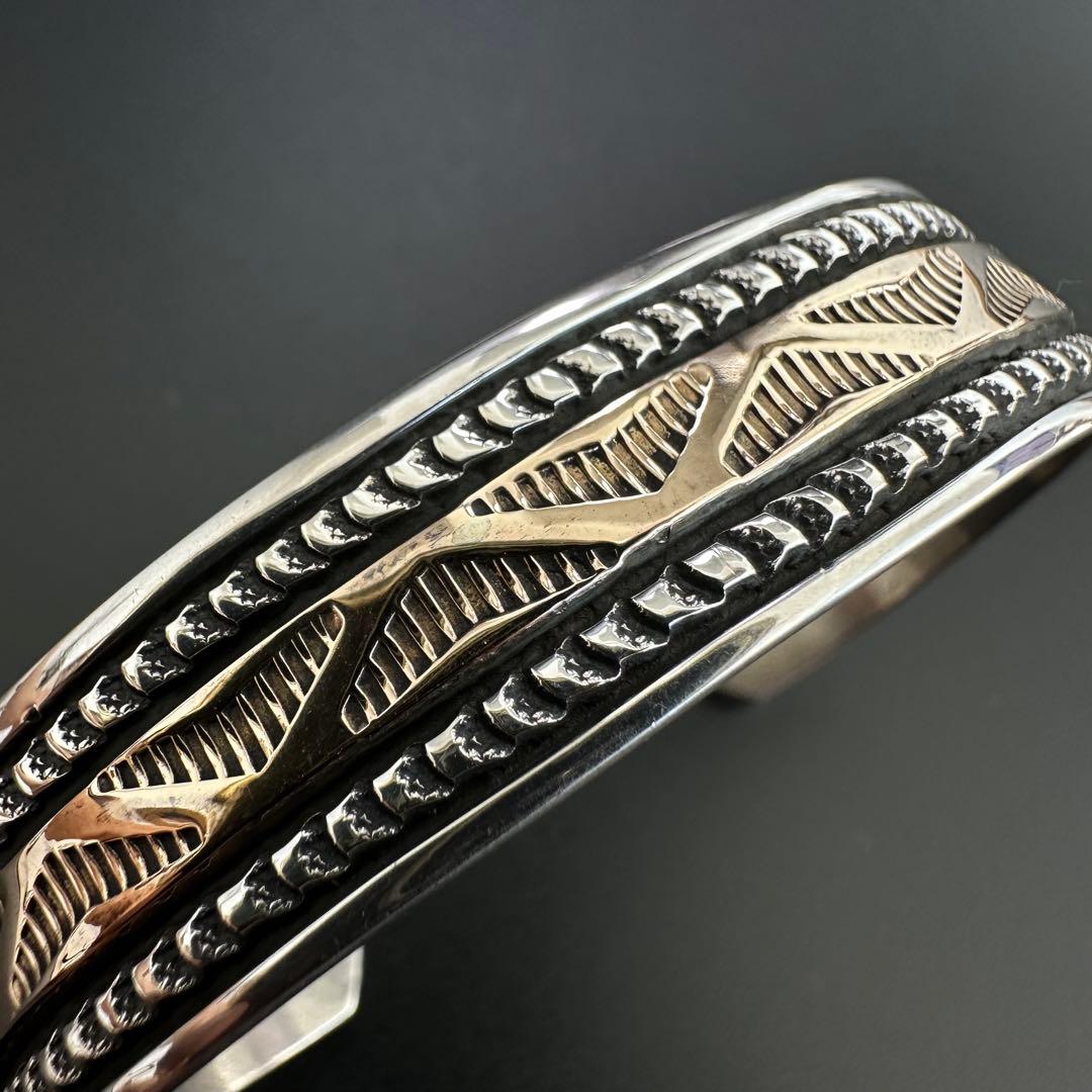 美品 Navajo Bruce Morgan 14K バングル　14mm幅