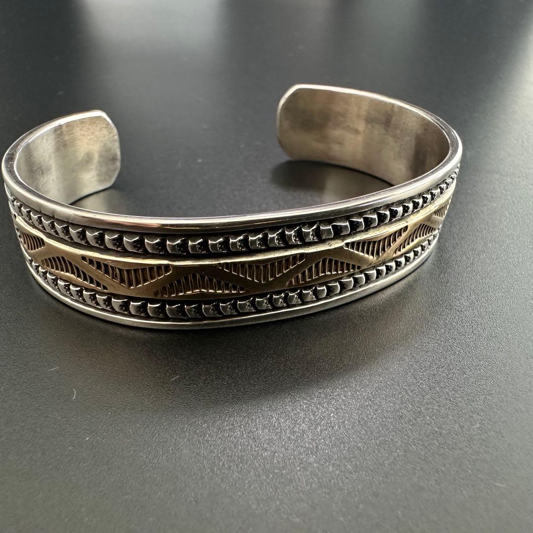 美品 Navajo Bruce Morgan 14K バングル　14mm幅