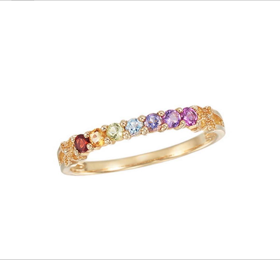 ジュエリーツツミ　K10イエローゴールドマルチストーンリング