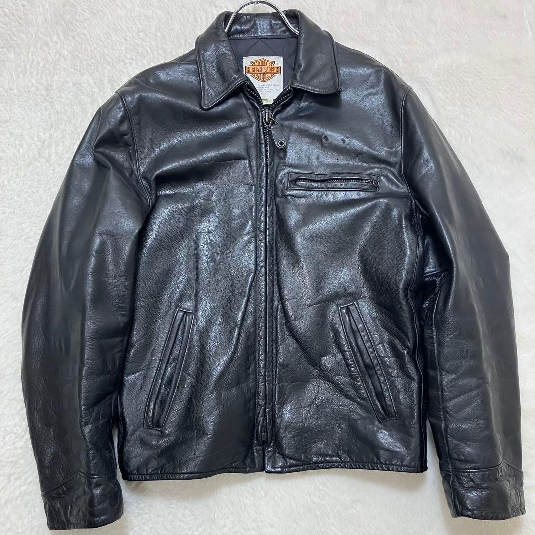ハーレーダビッドソン 裏地キルティング 本革 レザージャケット ライダース 38