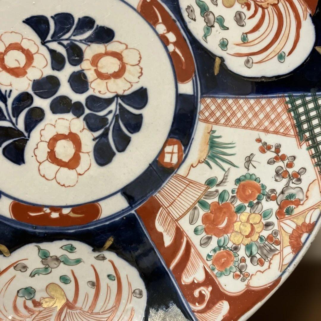 古美術 アンティーク 飾り皿 大皿 二枚組 皿立て二個付き