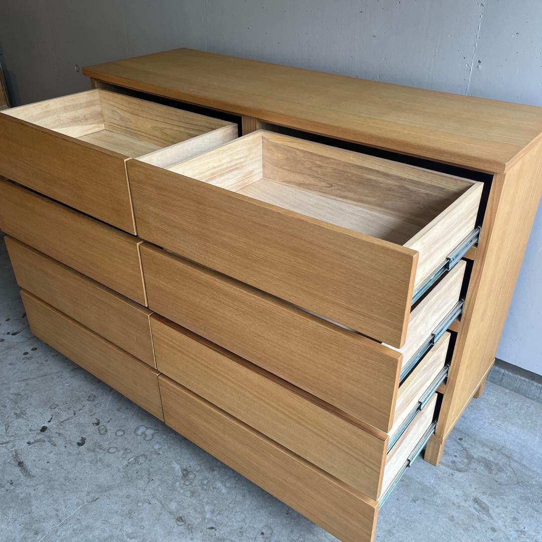 美品・廃盤希少★無印 木製チェスト４段・幅１２０ｃｍ・タモ材・ナチュラル