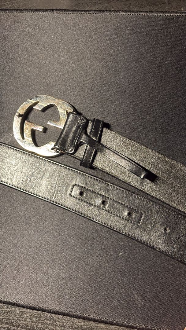 Gucci ブラックレザーベルト　rwggg1999