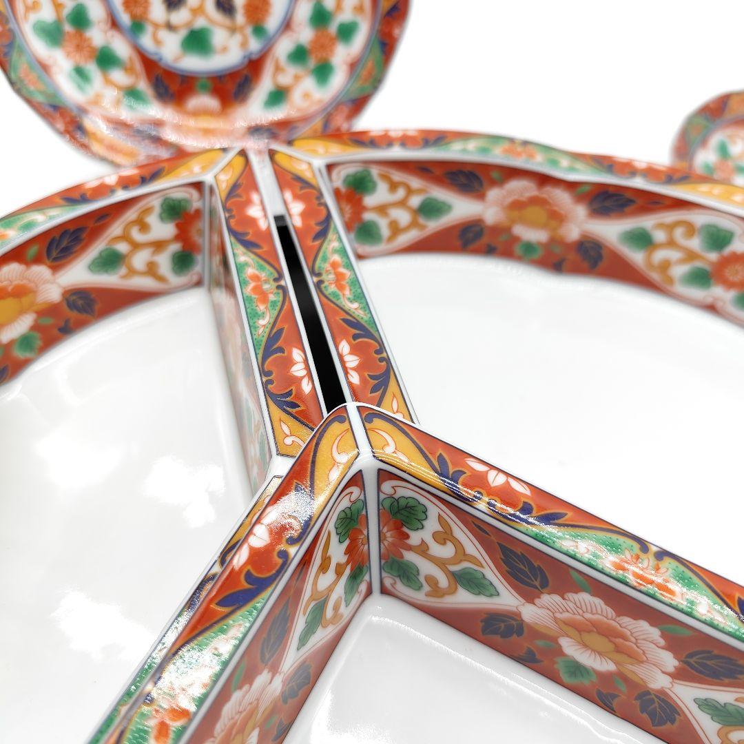 有田焼 飛鳥窯 古伊万里草花 取り皿 5枚 回転皿 セット オードブル