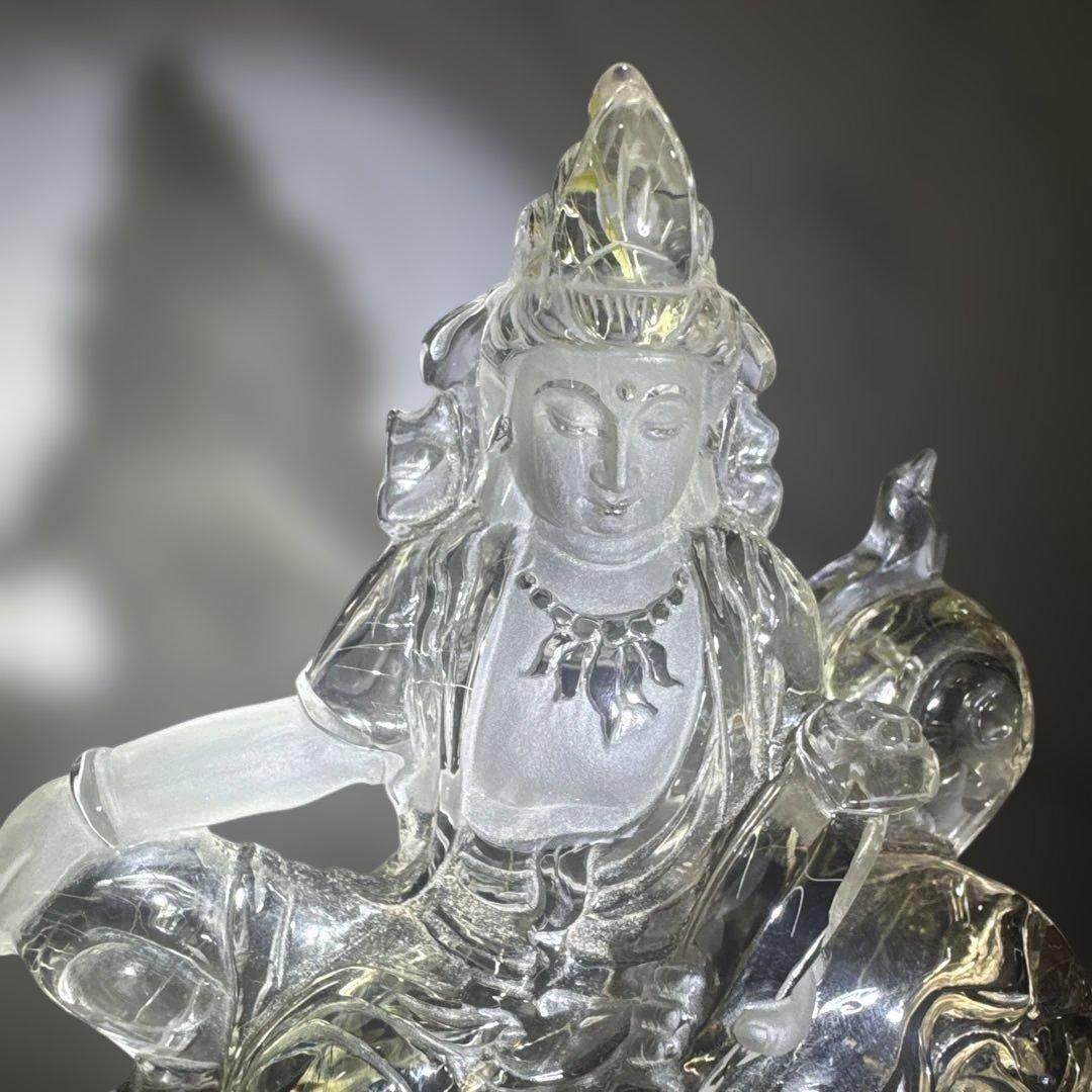 【極上品】ゴールドルチル 観音彫刻 台座付 1117g