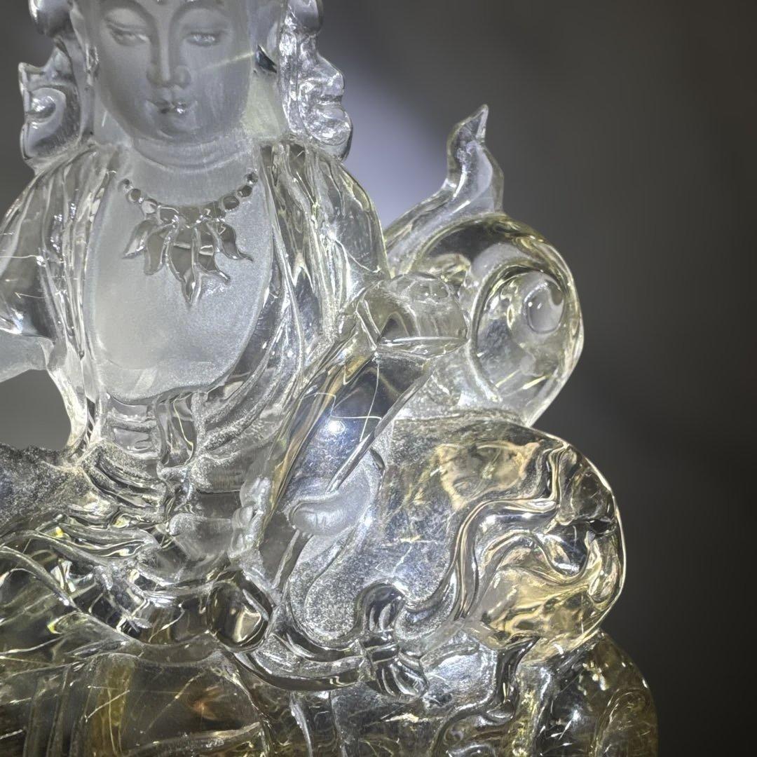 【極上品】ゴールドルチル 観音彫刻 台座付 1117g