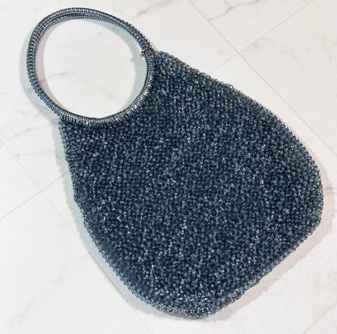 美品 アンテプリマ ワイヤーバッグ スタンダード ラウンド シルバーブルー 希少