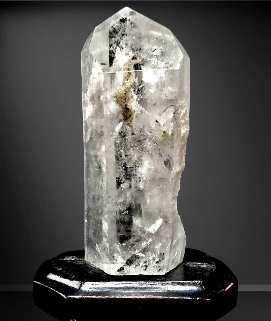 天然水晶 ホワイトガーデンポイント原石 ルチル 虹 アイリス ファントム 台座付