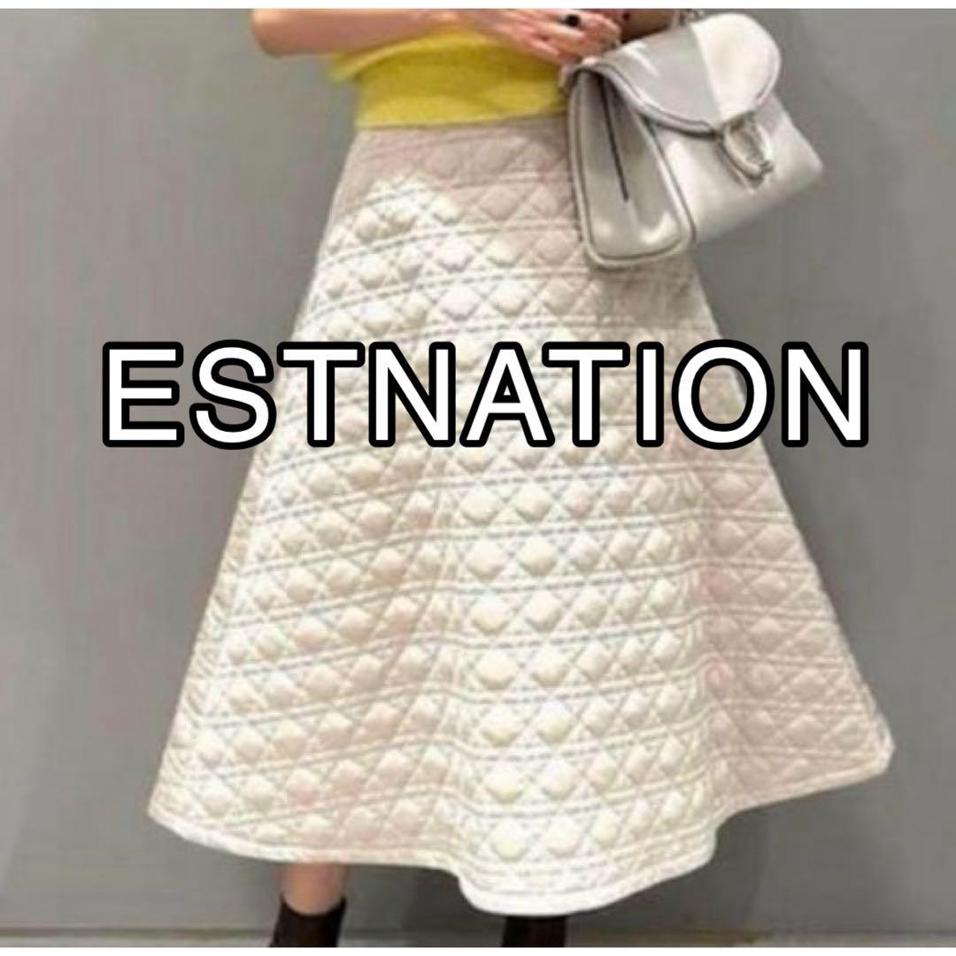 chataro エストネーション キルティングフレアスカート ホワイト