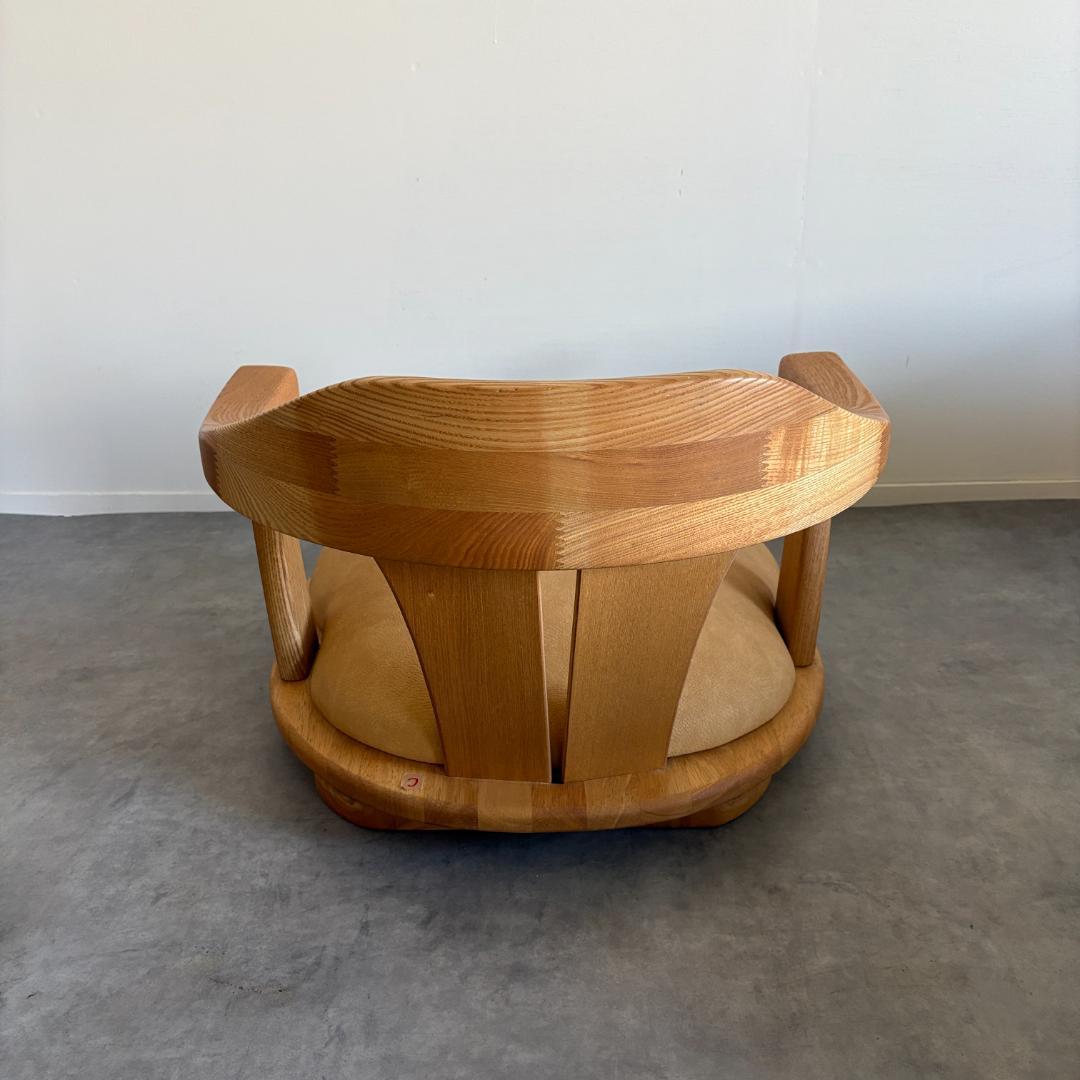 日本製 無垢材 回転座椅子【C】