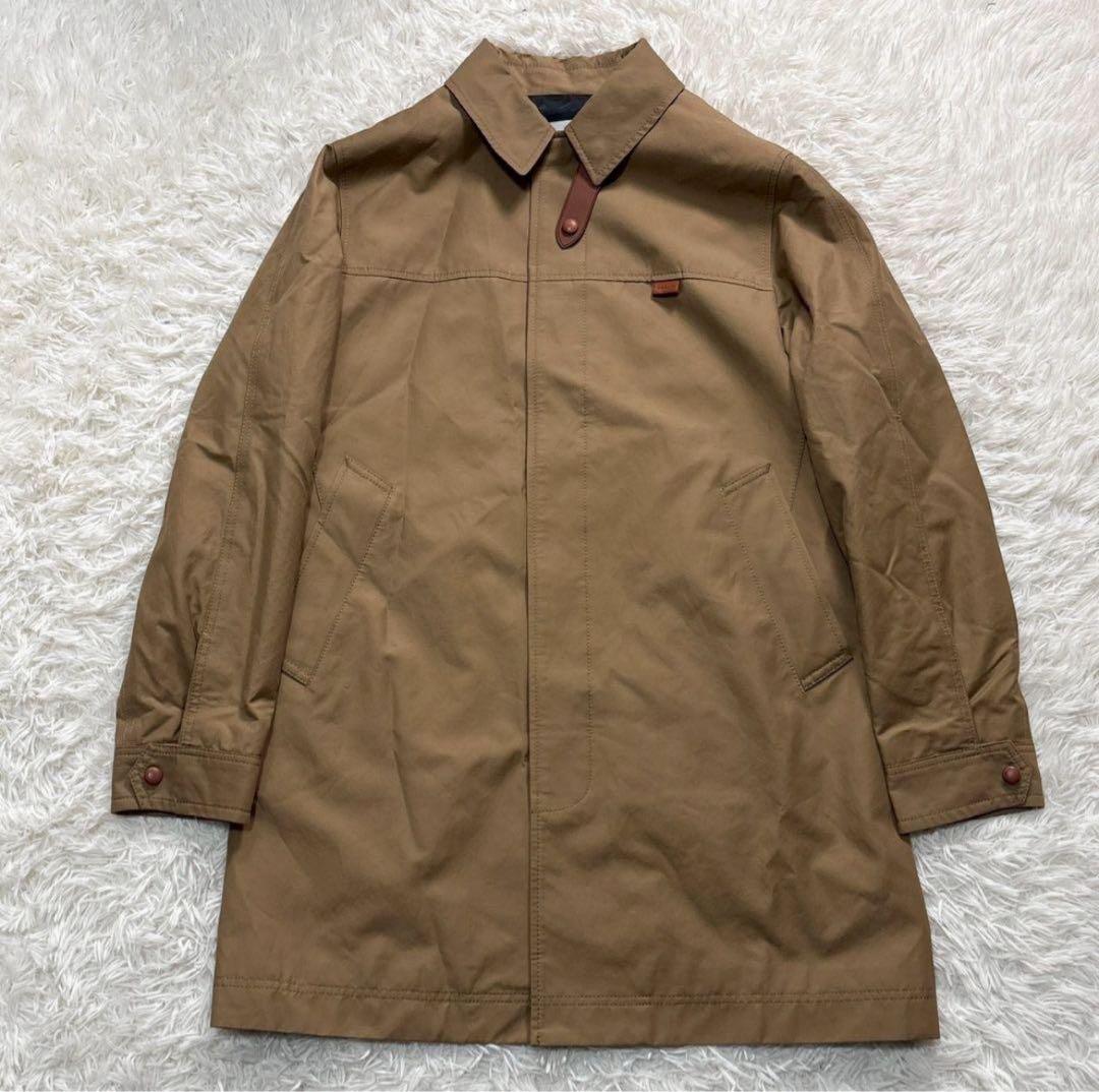 美品　COACH コーチ ステンカラーコート メンズ シグネチャー柄 綿
