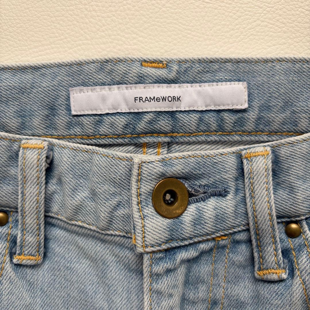 フレームワーク2024 デニムストレートパンツ36ライトブルー レディースワイド
