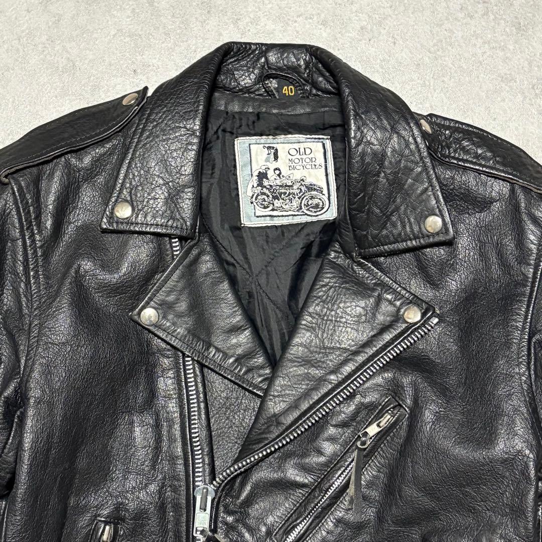 【vintage】ダブル　ライダース　アメジャン　L 革ジャン　バイカー　黒