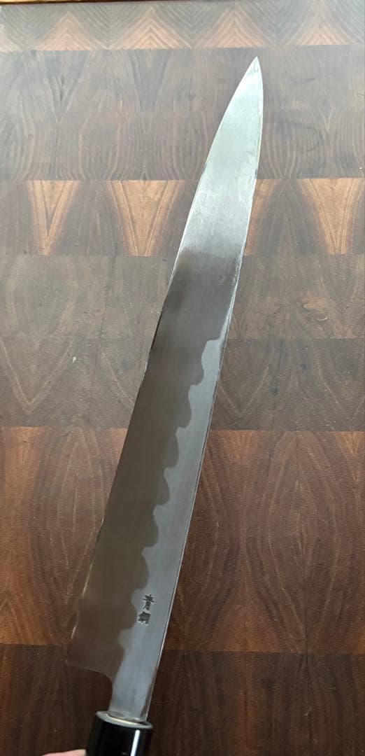 堺打刃物　源直次　青鋼　柳刃　尺　300mm 包丁　刺身　和包丁　霞　紋鍛錬