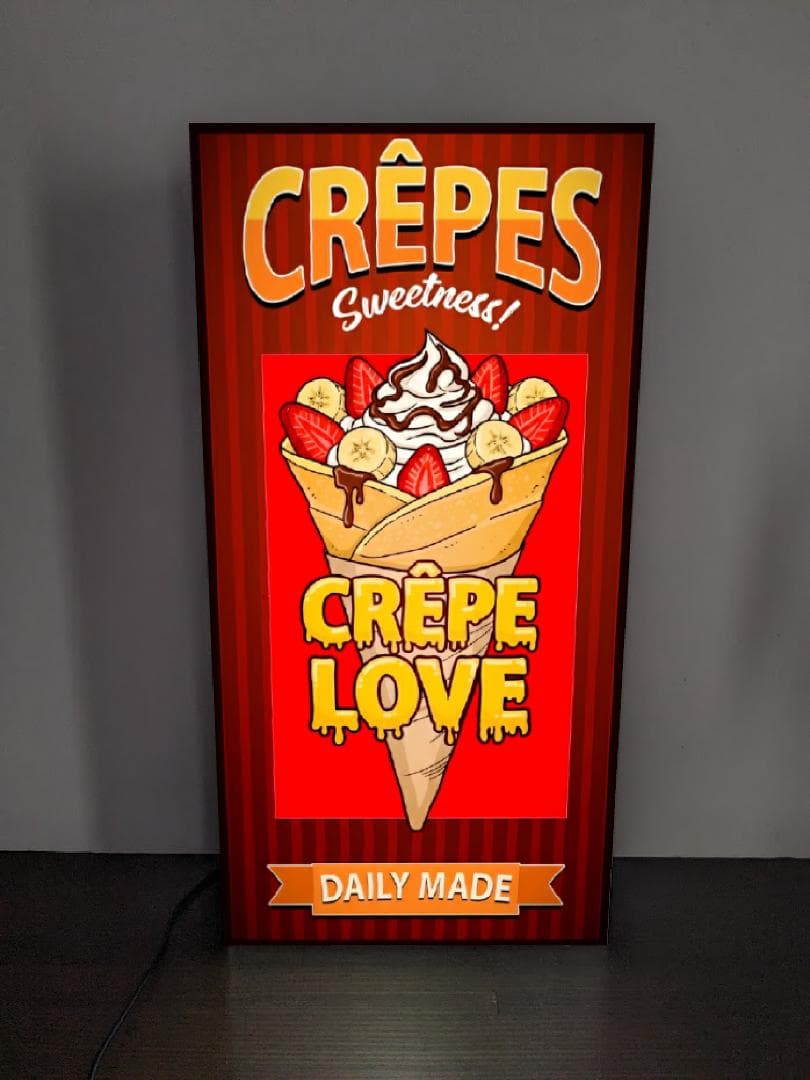 【Lサイズ】クレープ お菓子 スイーツ 看板 置物 アメリカン雑貨 ライトBOX