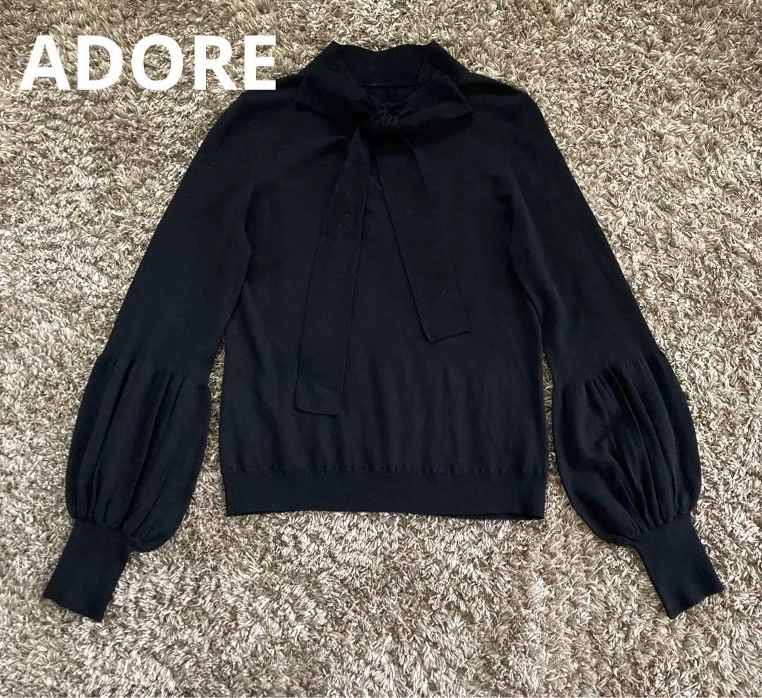 ADORE アドーア　ニット　ボウタイ　黒　ブラック　38 長袖