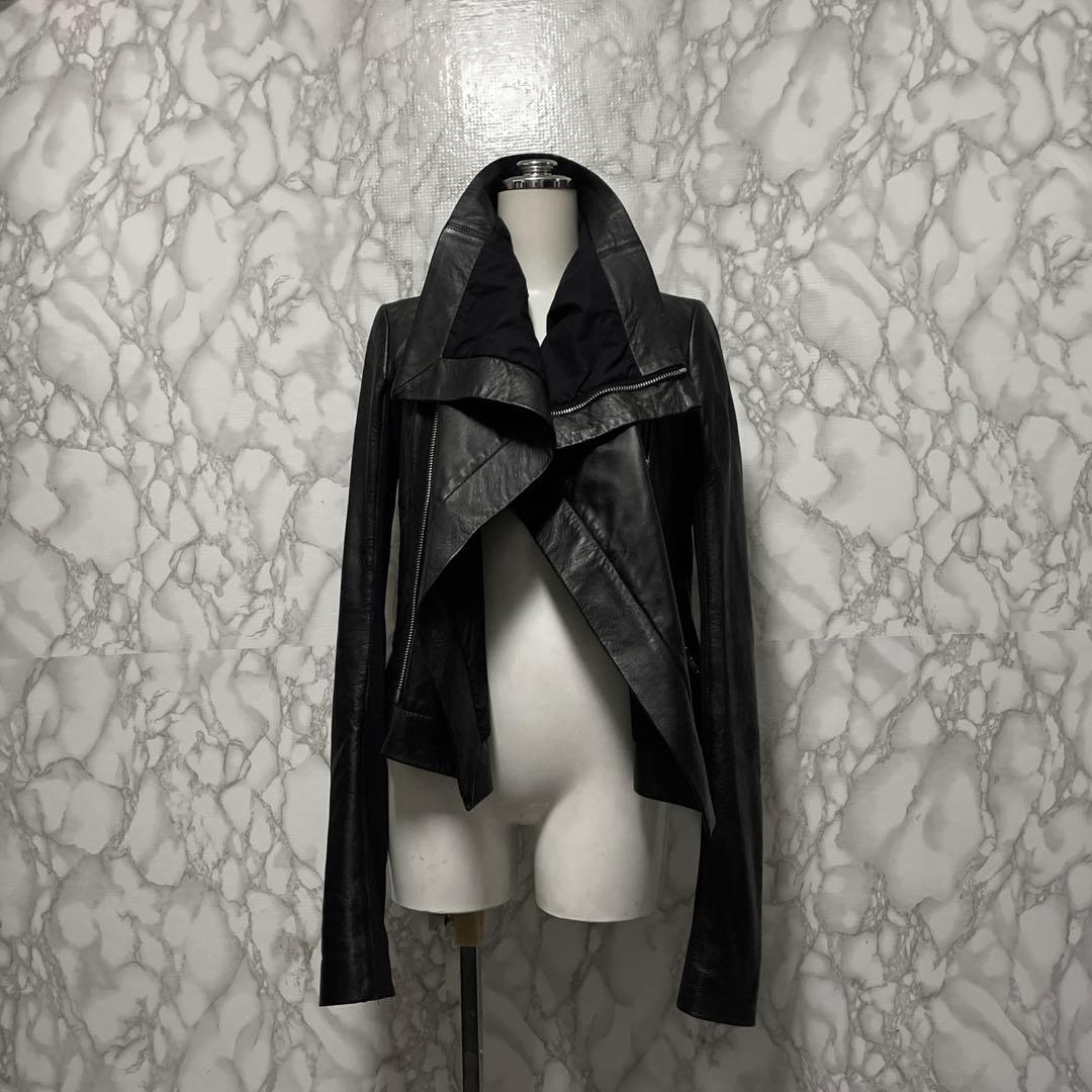 Rick Owens 本革　デザインレザージャケット　ジップ　イタリア製