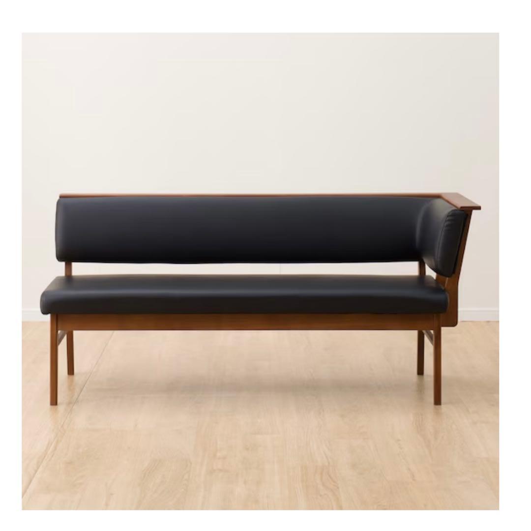 ソファー　カウチソファー　黒 合成皮革ソファ 165cm直接引取ダイニングソファ