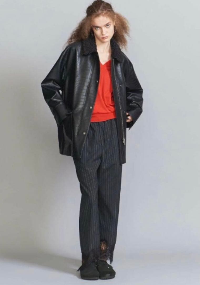 BEAUTY&YOUTH クロコレザーライク 2wayジャケット S