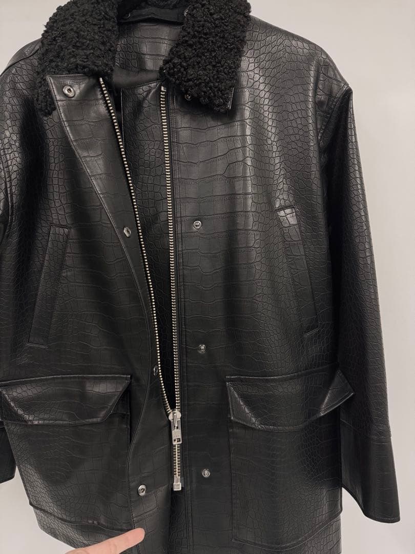 BEAUTY&YOUTH クロコレザーライク 2wayジャケット S