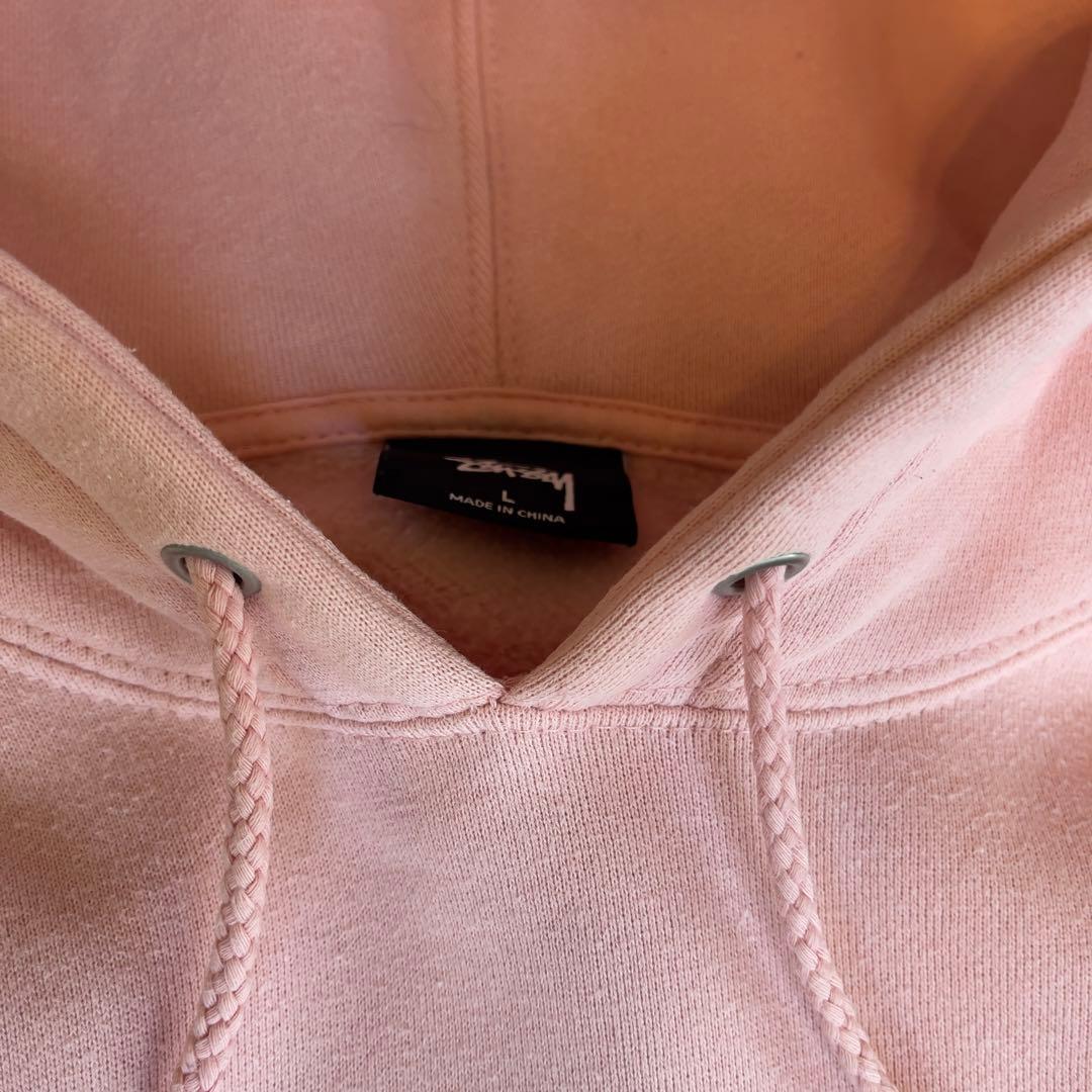 【希少カラー】STUSSY ステューシー パーカー L 刺繍ロゴピンク フーディ