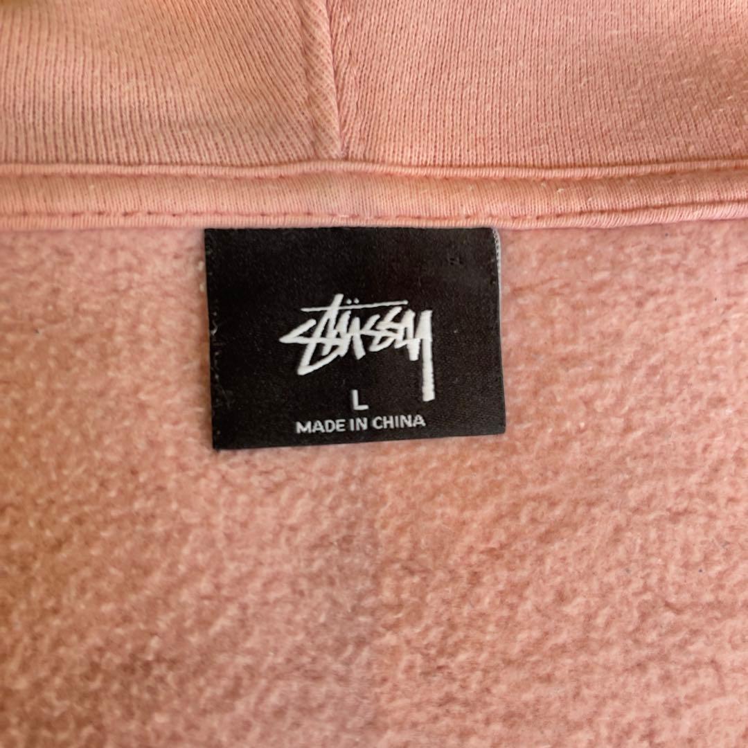 【希少カラー】STUSSY ステューシー パーカー L 刺繍ロゴピンク フーディ