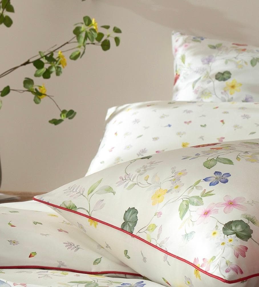 オーダーメイド エジプト超長綿 600TC 小花柄 ボタニカル 白 綿100