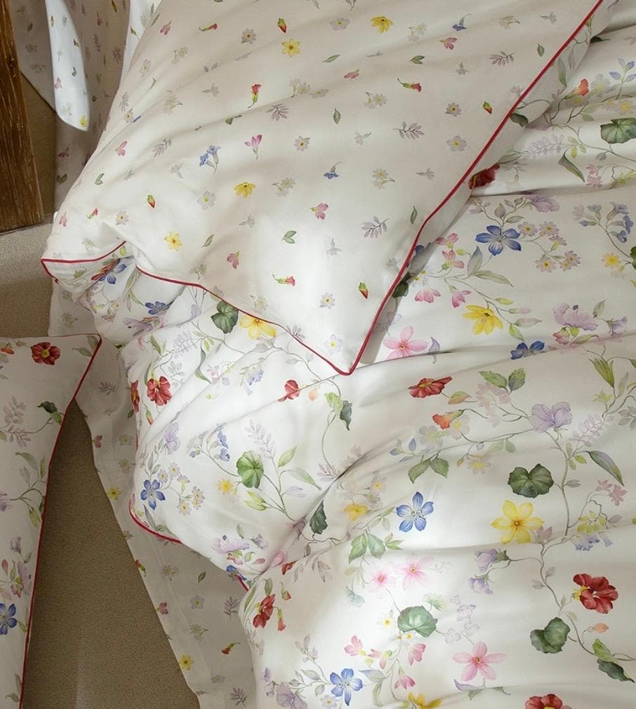 オーダーメイド エジプト超長綿 600TC 小花柄 ボタニカル 白 綿100