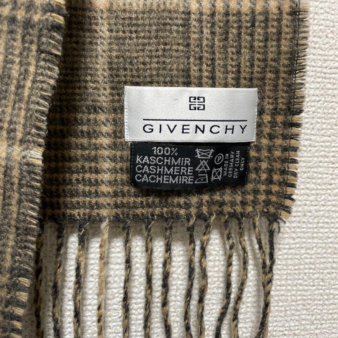 美品 GIVENCHY ジバンシー マフラー カシミヤ100% チェック柄